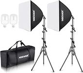 NEEWER 700W Equivalent Softbox Lighting Kit, 2Pack CE & UKCA Certified 5700K LED Lighting Bulbs, 24x24 inches Softboxes with E27 Socket, Photography Continuous Lighting Kit Photo Studio Equipment