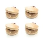 RsNifti 4 PCS Wooden Castanet Percussion Instrument Handheld Finger Clappers Musical Instrument Spanish Castanet