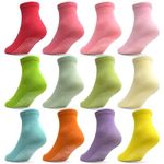 Non Slip Toddler Grip Socks, Anti-Skid Socks 12 Pairs for Girls 3-5 Years Kids with Gripper