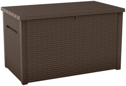 Keter Luma 230 Gallon Deck Box – Extra Large Lockable Outdoor Storage Container, Weather-Resistant Resin, Soft-Close Lid, Rattan Design for Patio, Pool & Garden Storage