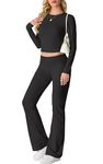 IWOLLENCE Two Piece Outfit Women 2-Piece Lounge Sets for Women UK Coord Outfit Y2K Gym Set Lounge Wear Tracksuit Full Set (Black, L)