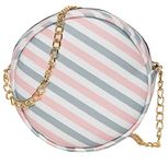 ADISA Women Girls Diagonal Stripes Cross Body Sling Bag with Full Gold Chain (Pink)