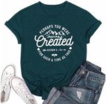 RUSASKO Womens Perhaps You were Created for Such A Time As This Christian Funny Print T Shirt, Dark Green, X-Large