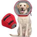 Kuoser Dog Cone Collar, Soft Dog Cones After Surgery, Protective Recovery Collars For Dogs,Adjustable Buster Collars For Dogs, Dog Neck Collar After Surgery Puppy Quick Healing Anti-Bite,red L