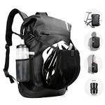 BAIGIO Multifunctional Bike Rolltop Backpack for Rear Carrier Rack 22-25L Waterproof Bicycle Panniers Bag Cycling Back Seat Rucksack with Helmet Retaining Net & 15 inch Laptop Liner Bag, Sport Travel