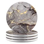 HAOCOO Coasters Set of 4, Absorbent Stone Coaster Set, Round Coasters for Drink, Non-Slip Cork Base with Ceramic Stone, Suitable for Kinds of Cups (Lilac grey)