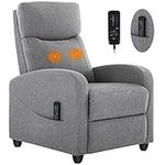 ZUNMOS Living Room Massage Single Fabric Sofa Adjustable Theater Padded Seat Backrest Winback Modern Recliner Bedroom Chair for Adults (Grey), 27.17D x 34.25W x 38.58H