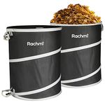 Rachmi 40 Gallon Collapsible Trash Can 2-Pack | Reusable Outdoor Pop-Up Yard Waste Leaf Bag Garden Garbage Bin for Camping, Black