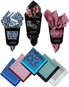 ZENXUS Pocket Square with Holder 6 Sets, Reversible Men's Handkerchiefs Double-sided