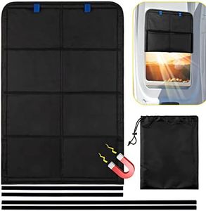 funomo RV Door Window Shade, 27 x 18 Inch Foldable Magnet RV Blackout Window Cover, Winnebago Itasca Sunova Class A RV Enter Door Window Cover, UV Rays Protection Waterproof Oxford (Black)