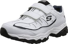 Skechers Sport Men's Afterburn Strike Memory Foam Velcro Sneaker, White/Navy, 8 4E US