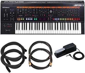 Roland Jupiter-X 61-key Synthesizer Bundle with Sustain Pedal, Roland 10ft MIDI Cable, Online Piano Lessons, and Roland 10ft Microphone Cable