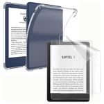 Case and Screen Protector Compatible for 6.8" Kindle Paperwhite (11th Generation-2021), Clear Soft Flexible TPU Skin Bumper Back Cover Shell