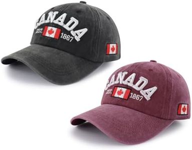 Generic Canada Hats for Men Women, CA Embroidered Adjustable Baseball Cap (Cotton, Canada Washed Black Red)