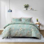 GETIANN Green Floral Duvet Cover Set King Comforter Cover 104"x90"with Pillow Shams Hotel Soft Lightweight Bedding Set