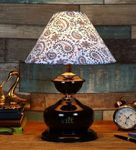 VRCT Metal Beautiful Black And Gold Table Lamp With 10 Inch Shade (Matka Mehendi, Led)