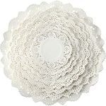 Boao Lace Doilies Paper 160 Pieces Round Decorative Paper Placemats Lace Table Doilies for Cake Wedding Tableware Decoration, 8 Assorted Sizes, 12 10.5 9.5 8.5 7.5 6.5 5.5 4.5 inch, White