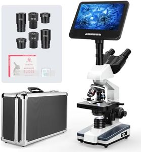 [24MP Smart Monitor Research-Grade] Vabiooth Lab Compound Trinocular Microscopes 40X-2500X Magnification with 7" Monitor Free Software-One Click Capturing Images & Video, Measuring Lengths