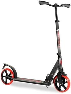 LaScoota Kick Scooter for Adults & Teens. Perfect for Youth 12 Years and Up and Men & Women. Lightweight Foldable Adult Scooter with Large Sturdy Wheels 220lbs (Teen, Red)