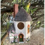 Ventilation Waterproof Sunscreen Resin Hanging Bird Houses for Outside Clearance Prime，Birdhouses for Outdoors with Environmental Protection Paint,Attract Bluebird Hummingbird Finches(Chimney Roof)