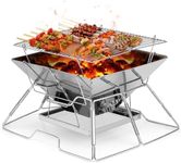 Portable Charcoal BBQ Grill For Camping: Small Folding Fire Pit Stainless Steel Barbecue Grill For Campfire, Outdoor