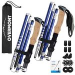 Overmont Carbon Fiber Trekking Poles - Lightweight Folding Hiking Poles Shock Absorbent Walking Sticks Set of 2 All Terrain Accessories and Carry Bag