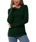 Newshows Women's Jumpers for Women UK Crew Neck Long Sleeve Tops Ladies Fit Knitted Warm Sweater Army Green