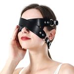 QEXTY Cosplay Mask Leather Blindfolds Feminine Leather Sexy Mask Blindfolds Masks (Color : Black, Size : One Size)