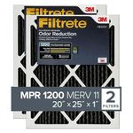 Filtrete 20x25x1 Air Filter, MPR 1200, MERV 11, Allergen Defense Odor Reduction 3-Month Pleated 1-Inch Air Filters, 2 Filters