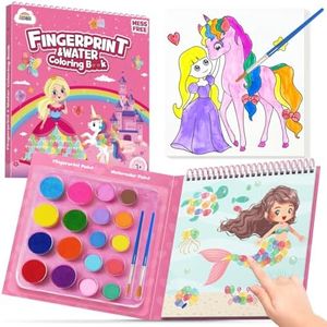 ZMLM Fingerprint Water Coloring Book for kids - Mess Free Watercolor Paint Activity Kit for Toddler Ages 4 5 6 7 8-Magic Finger Painting Set Arts Crafts Toy for Girls Travel Birthday Christmas Gift