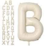 Letter Balloons Beige,40 Inch Letter B Balloons,A-Z Alphabet Name Foil Balloons,Big Single Cream Aluminum B Word Balloons Helium for Birthday,Anniversary,Baby Shower,Wedding Party Supplies Decorations