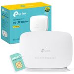 TP-Link TL-MR105 WiFi 4G Router with Free SIM Card, N300Mbps Wireless 4G Cat4 LTE Network, Ethernet Port, Mobile WiFi Router, External Antenna Ports, Plug & Play