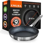 Emura Professional 10 inch Non Stick Frying Pan | Cookware Aluminum Nonstick Coating Skillet | PFOA and PTFE free, Scratch Resistant, Induction & Oven Safe Cooking | All stovetops