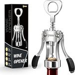 ipow Corkscrew Wine Opener, Zinc Alloy Wine Bottle Opener, Wing Corkscrew Heavy Duty, Manual Multifunctional Cork Screw for Waiter, Silver