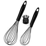 2PCS Silicone Whisk, Heat Resistant Balloon Whisks for Non-Stick Cookware Kitchen Whisks for Blending, Whisking, Cooking, Beating, Frothing & Stirring, Can be Suspended (10",12")