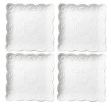 Eplze YBK Tech Elegant Square Embossed Lace Plates, Porcelain Dessert Plates for Breakfast Afternoon Tea, Set of 4 (6-inch)