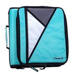 Case-it The Universal Zipper Binder - 2 Inch O-Rings - Padded Pocket That Holds up to 13 Inch Laptop/Tablet - Multiple Pockets - 400 Page Capacity - Comes with Shoulder Strap - Mint Blue LT-007