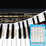 Colorful Removable Piano Keyboard Note Labels with Piano Chord Chart Poster, Silicone Piano Notes Stickers Guide for Beginner, Reusable 88 Key Full Size Piano Key Music Notes Letter Label