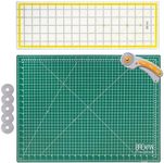 WA Portman Rotary Cutter Set - Rotary Fabric Cutter with 5 Extra Cutter Blades - 18x24 In Self Healing Cutting Mat - 6x24 In Quilting Ruler - Top Rotary Cutter Ruler and Mat Kit for Quilting and Craft