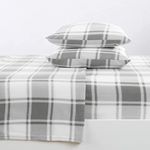 Super Soft Extra Plush Plaid Polar Fleece Sheet Set. Cozy Warm Durable Smooth Breathable Winter Sheets with Plaid Pattern. Dara Collection By Great Bay Home Brand. (King Grey)