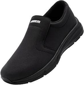 LARN SAFETY Non Slip Shoes for Men Slip-Resistant Chef Shoes Waterproof Kitchen Food Service Work Footwear Restaurant Hospital Nursing Garden Walking Wide/12/Black