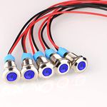 Gebildet 5pcs 8mm AC/DC 12-24V LED Metal Indicator Light Waterproof Signal Lamp Pilot Dash Directional Car Truck Boat with Wire(Blue)