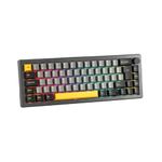 EPOMAKER EK68 Wireless Gaming Keyboard, 65% (UK-ISO) Hot-swap Gasket Mechanical Keyboard with Metal Knob, Bluetooth 5.0/2.4Ghz Wireless/USB-C Custom Keyboard (Black Gold, Gateron Pro Yellow)