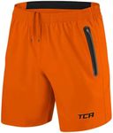 TCA Elite Tech Lightweight Football Shorts for Boys with Zip Pockets - Kids PE Shorts - Ideal for Running, Active Sports, Training and Outdoor Activity - Orange, 8-10 Years