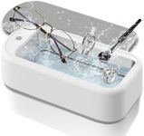 Ultrasonic jewelry cleaning, 48000 Hz (640ML) Stainless Steel Tank, professional Ultrasonic Cleaner with two timer modes, for Glasses, Rings, Coins, Watches, Necklace (White)