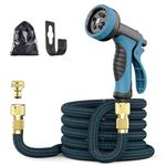 Garden Hose 25 FT Upgraded Expandable Garden Hose Pipe with 10 Function Hose Pipe Spray Gun Durable 3750D and Brass Alloy Connector Outdoor Water Hose for Gardening Watering Washing (25FT)