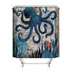 JMAHM Ocean Shower Curtain Waterproof Mildewproof Polyester Fabric Shower Curtain Set Bath Accessories (180x180, Colorful-Octopus)