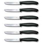 Victorinox Swiss Classic, breakfast knife, bread knife set, 6-piece, sharp blade, serrated edge, 11 cm, plastic handle, stainless steel, black