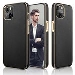 LOHASIC Designed for iPhone 13 Leather Case, Luxury Business Premium Classic Cover Soft Anti-Scratch Shockproof Protective Phone Cases Compatible with iPhone 13 6.1" 2021 5G - Black Gold