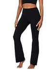 Yogipace SoftFlex 25"/27"/29"/31" Women's High-Rise Yoga Flare Leggings Bootcut Pants, Black, Medium/27" Inseam Petite